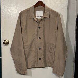 Entireworld. Men's Tan Casual Shirt Jacket 100% Organic Cotton Buttons Pockets